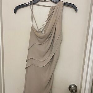 BCBGMaxAzria One-Shoulder Dress in Beige